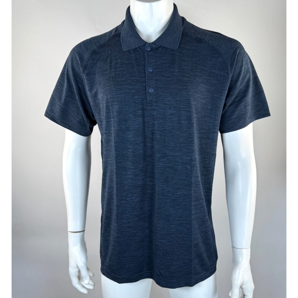 Lululemon Metal Vent Tech Polo Shirt Mens XL EUC Stretch Short Sleeve Navy Top